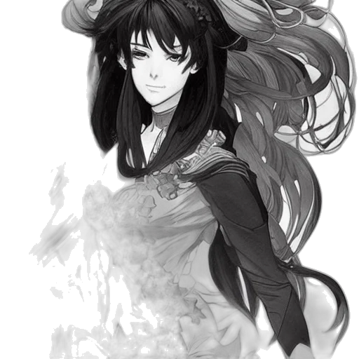 dragon, crown, dress, hair, anime, fantasy art, concept art, pencil sketch transparent PNG cut-out