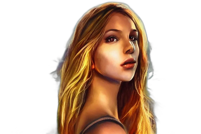 face, fantasy art, photorealistic, oil painting, comic book art, golden, girl, fantasy transparent PNG cut-out
