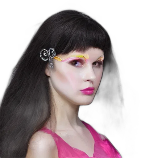 hair, face, photorealistic, fantasy art, 3d render, concept art, pastel, neon transparent PNG cut-out