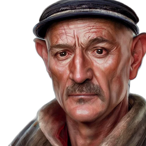 face, hat, staff, photorealistic transparent PNG cut-out