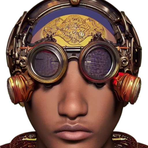 face, mask, robot, jewelry, concept art, cyberpunk, photorealistic, 3d render transparent PNG cut-out