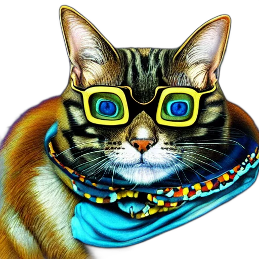 jewelry, staff, photorealistic, concept art, cyberpunk, 3d render, portrait, cat transparent PNG cut-out