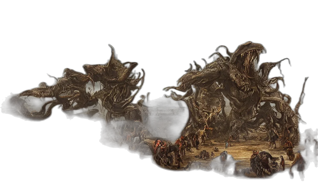 dragon, creature, hair, mask transparent PNG cut-out