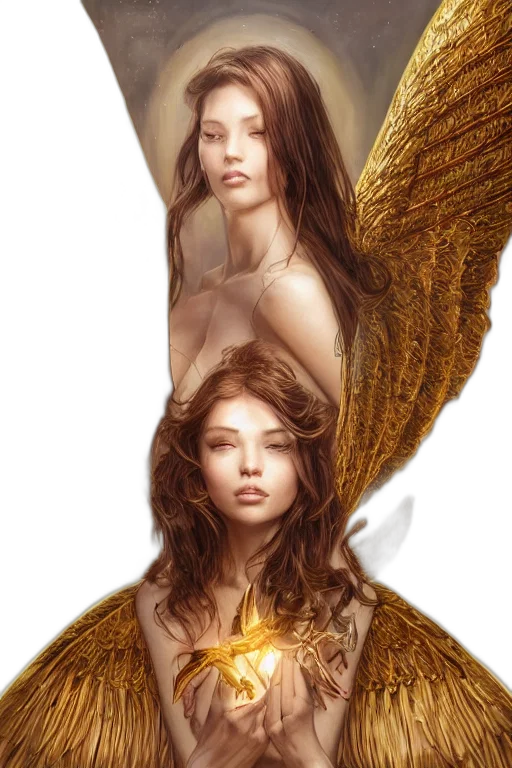fantasy art, concept art, photorealistic, comic book art, fire, golden, portrait, beautifull transparent PNG cut-out