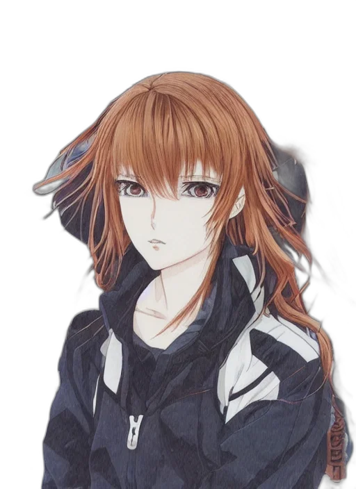 jacket, staff, hair, face transparent PNG cut-out