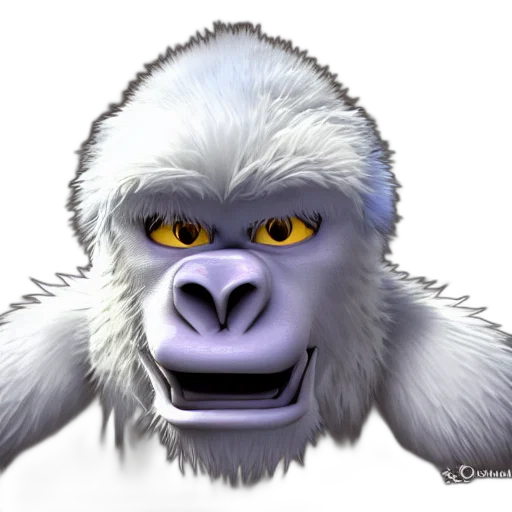 animal, creature, face, concept art, 3d render, photorealistic, cartoon, yeti transparent PNG cut-out