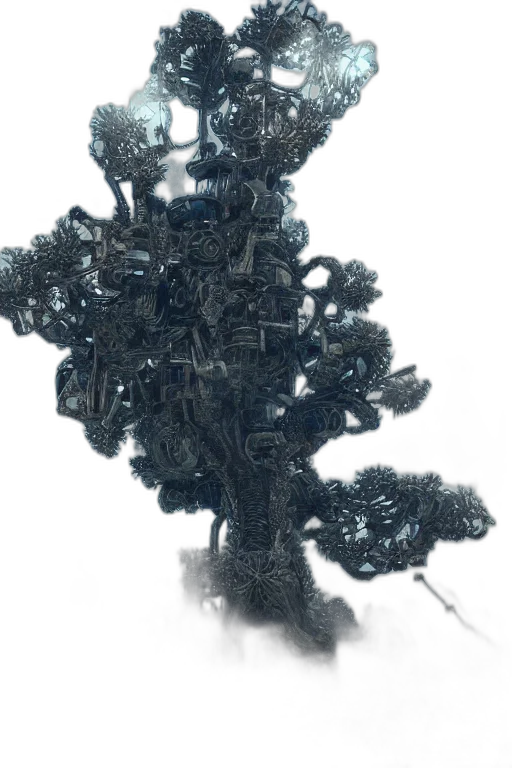 robot, tree, dragon, crown transparent PNG cut-out