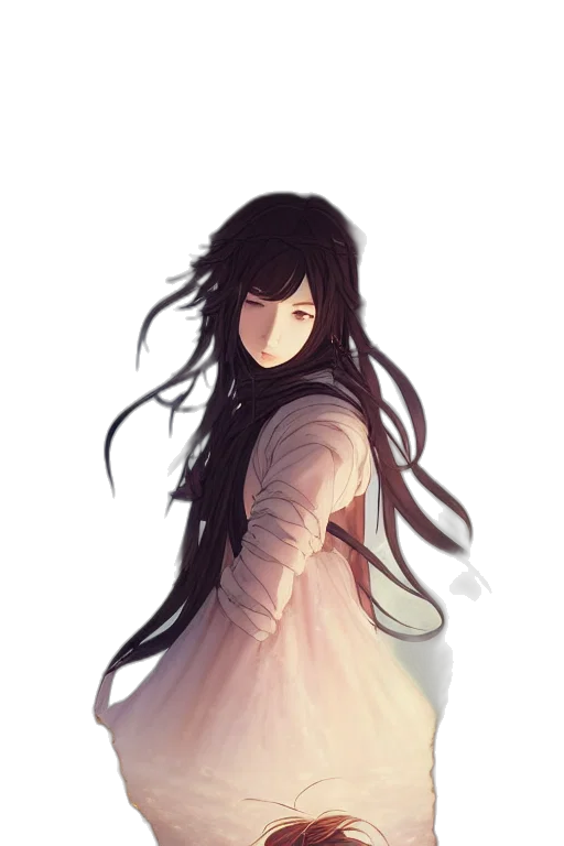 dress, hair, face, jacket transparent PNG cut-out