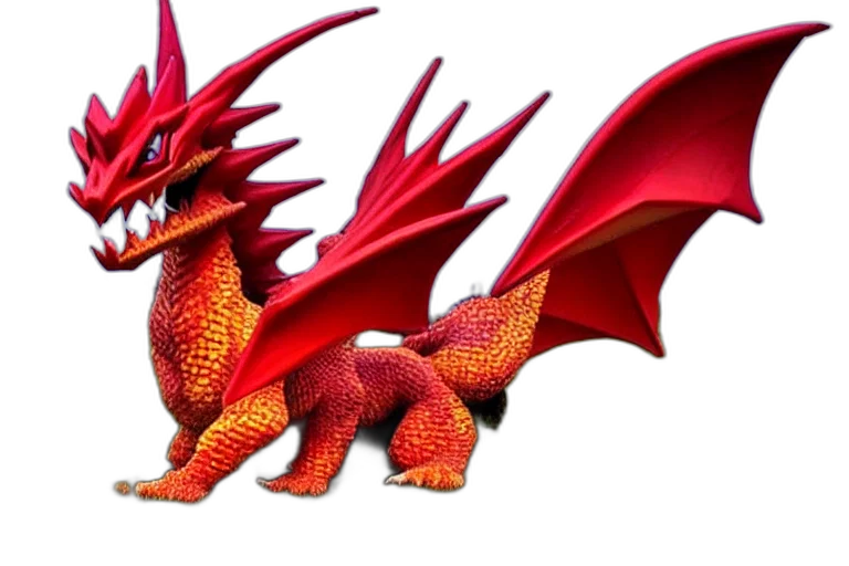 dragon, animal, creature, 3d render, concept art, fantasy art, pixel art, red transparent PNG cut-out