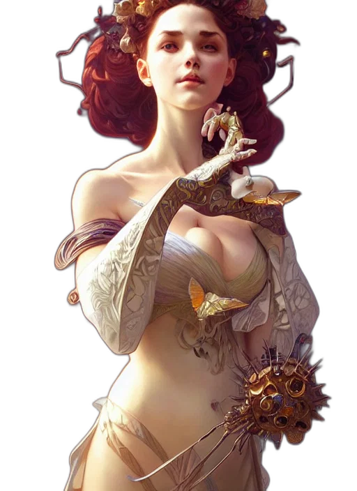 dragon, dress, jewelry, crown, fantasy art, concept art, photorealistic, comic book art transparent PNG cut-out