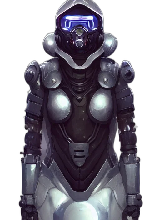 robot, concept art, cyberpunk, fantasy art, 3d render, outer space, dark, monochrome transparent PNG cut-out
