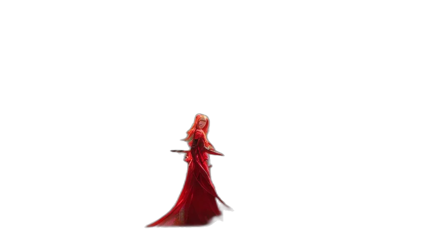 dress, staff, hair, creature transparent PNG cut-out