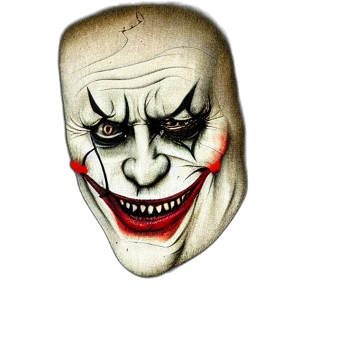 mask, face, creature, concept art, photorealistic, comic book art, 3d render, joker transparent PNG cut-out