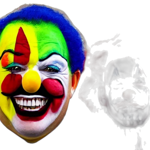 mask, face, creature, photorealistic, 3d render, president, clown, makeup transparent PNG cut-out