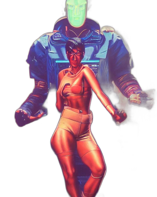 jacket, robot, mask, creature, concept art, cyberpunk, comic book art, vaporwave transparent PNG cut-out