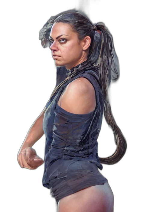 hair, staff, mask, creature, cyberpunk, concept art, photorealistic, fantasy art transparent PNG cut-out