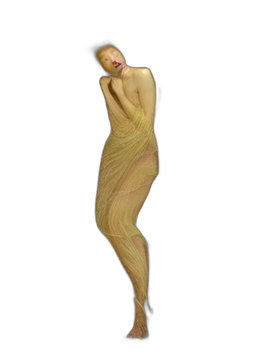 dress, hair, creature, staff transparent PNG cut-out
