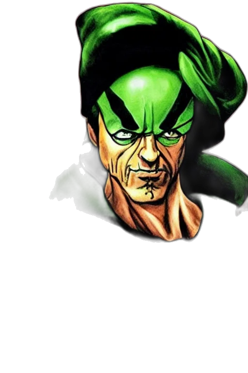 face, mask, hat, staff, comic book art, concept art, 3d render, photorealistic transparent PNG cut-out