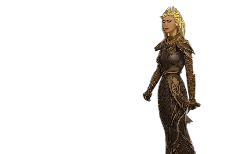 staff, dress, concept art, fantasy art, 3d render, pixel art, earth tones, golden transparent PNG cut-out
