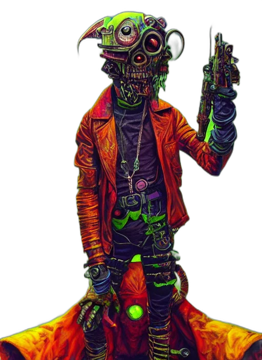 robot, jacket, mask, staff transparent PNG cut-out
