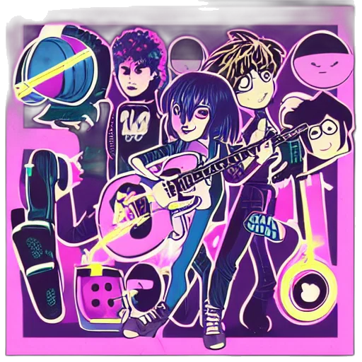 anime, cartoon, pixel art, concept art, neon lights, neon, future, funk transparent PNG cut-out
