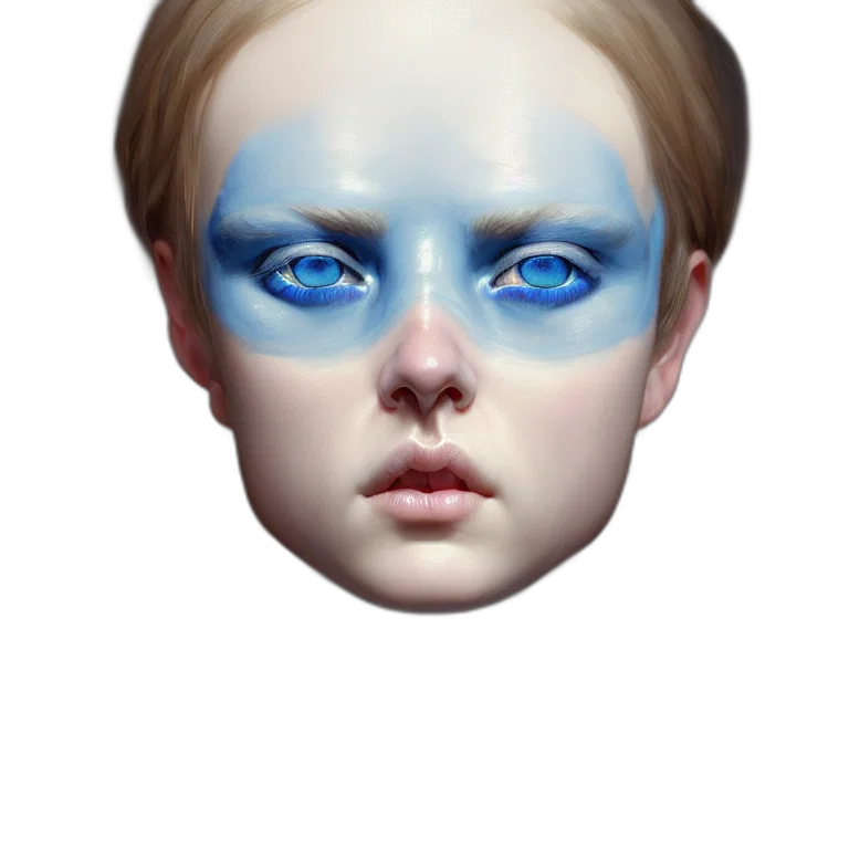 face, mask, hair, creature, 3d render, photorealistic, concept art, vaporwave transparent PNG cut-out