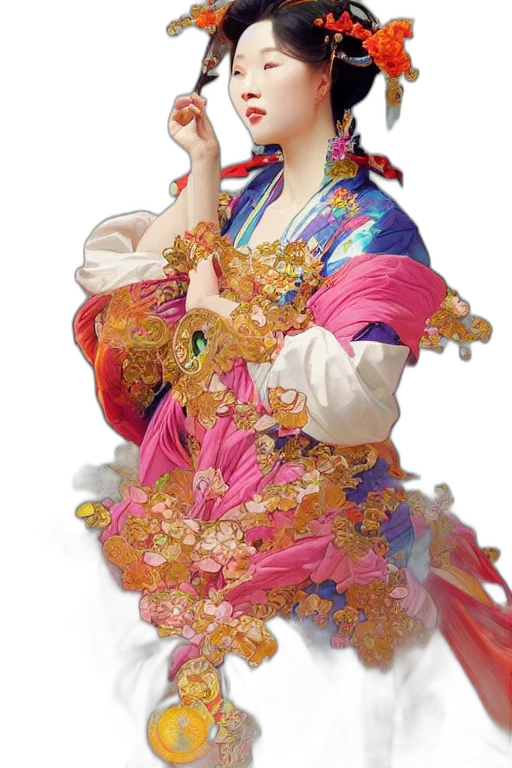 dress, jewelry, staff, mask, photorealistic, 3d render, oil painting, concept art transparent PNG cut-out