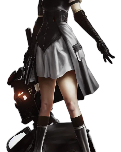 weapon, staff, robot, dress, concept art, cyberpunk, 3d render, fantasy art transparent PNG cut-out