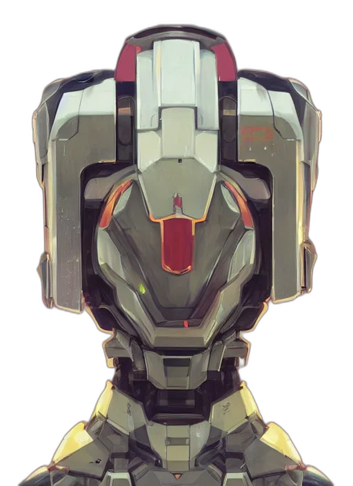 robot, weapon, face, jacket, concept art, 3d render, anime, pixel art transparent PNG cut-out