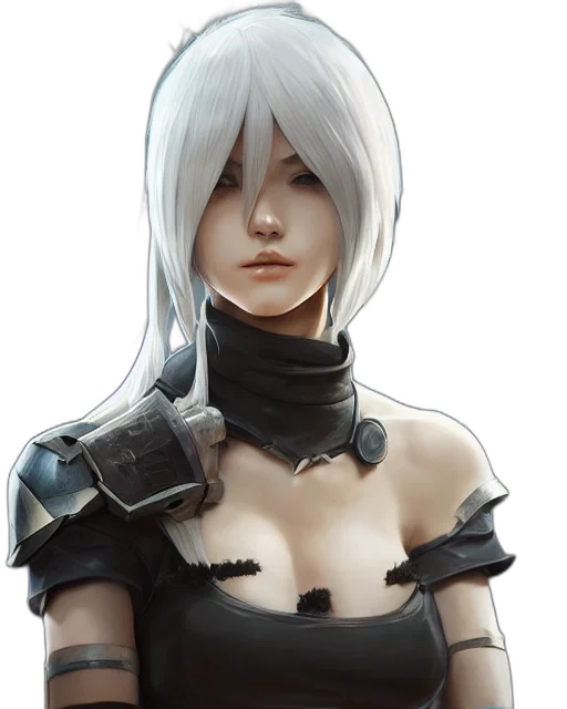 face, robot, weapon, staff, fantasy art, concept art, cyberpunk, photorealistic transparent PNG cut-out