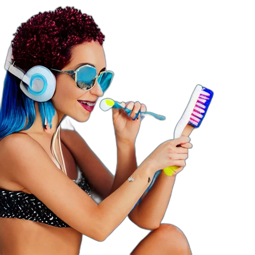 vaporwave, cyberpunk, blue, haired transparent PNG cut-out