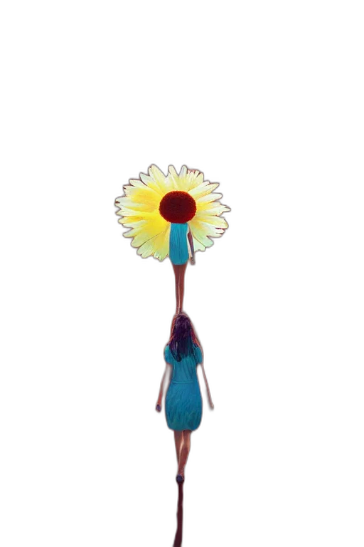 flower, staff, umbrella, dress, concept art, 3d render, pixel art, cartoon transparent PNG cut-out
