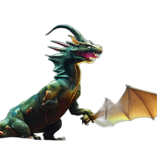 dragon, creature, animal, staff, concept art, 3d render, fantasy art, photorealistic transparent PNG cut-out