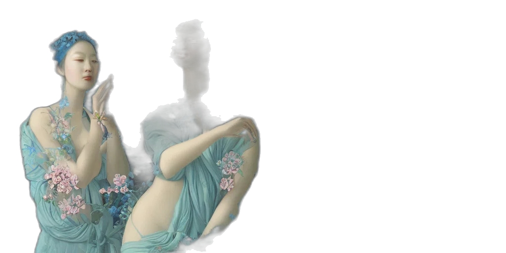 dress, 3d render, concept art, photorealistic, fantasy art, underwater, outer space, pastel transparent PNG cut-out