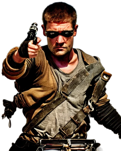 weapon, jacket, staff, face transparent PNG cut-out