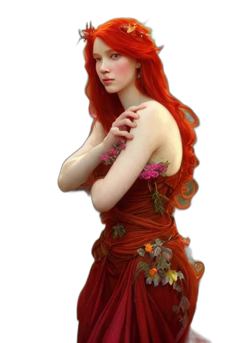 dress, jewelry, crown, fantasy art, concept art, photorealistic, 3d render, red transparent PNG cut-out