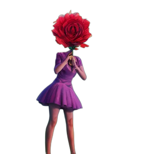 dress, flower, staff, crown, concept art, 3d render, pixel art, cartoon transparent PNG cut-out