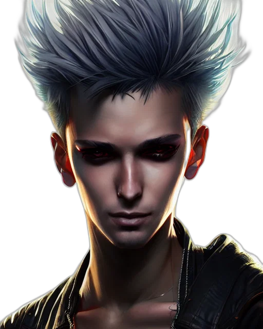 face, cyberpunk, fantasy art, concept art, photorealistic, dark, portrait, male transparent PNG cut-out