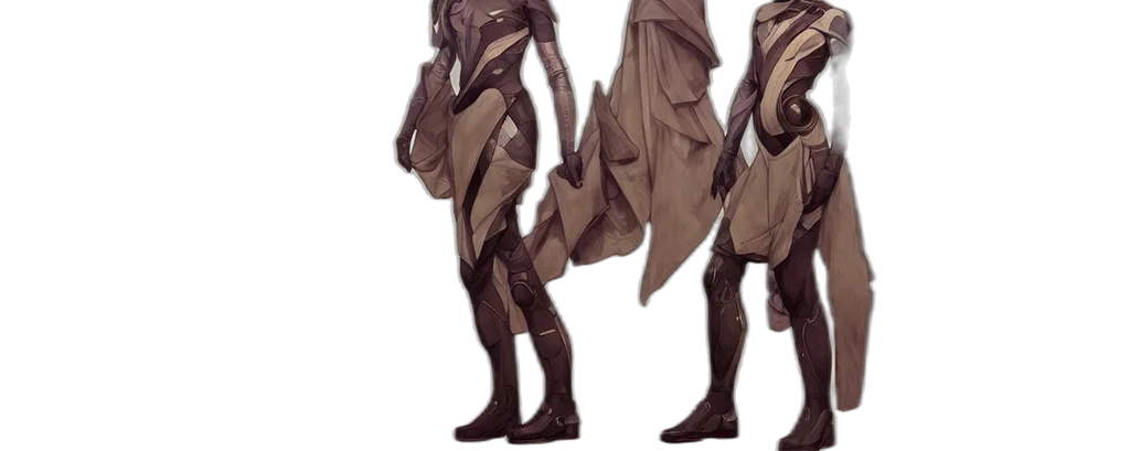 jacket, dress, creature, staff transparent PNG cut-out