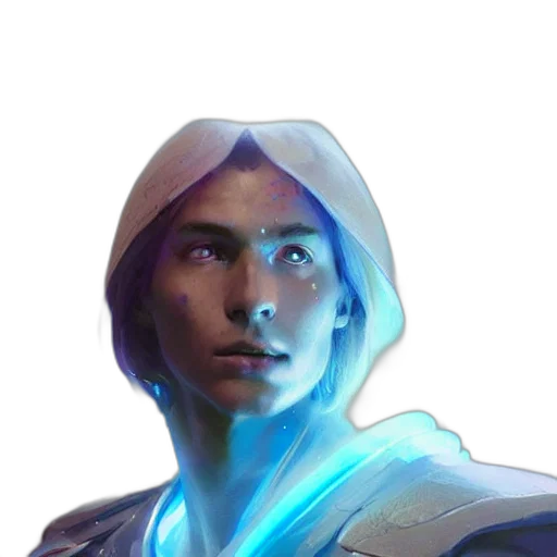 face, jacket, staff, robot transparent PNG cut-out