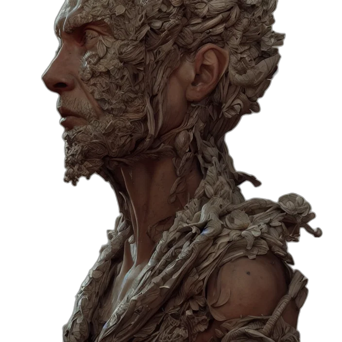 face, hair, mask, creature, concept art, fantasy art, cyberpunk, photorealistic transparent PNG cut-out