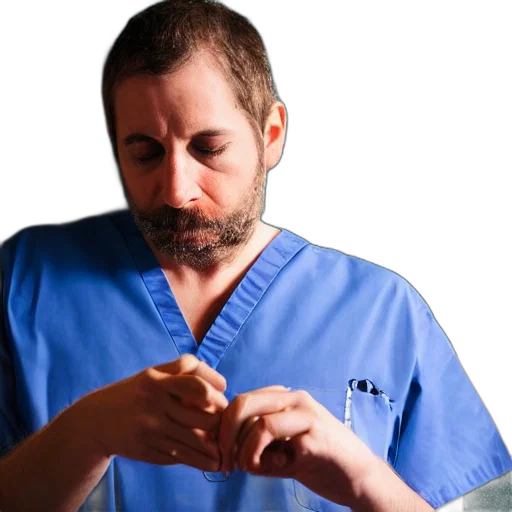 staff, tired, doctor, scrubs transparent PNG cut-out