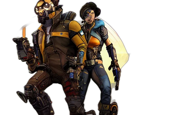 concept art, cyberpunk, comic book art, golden transparent PNG cut-out