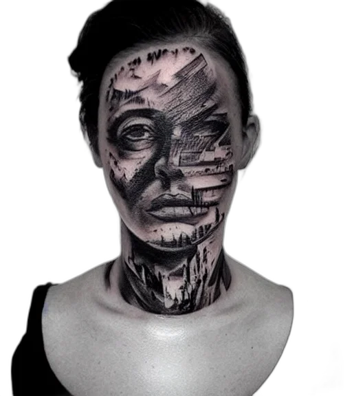 face, mask, jewelry, robot, cyberpunk, photorealistic, concept art, 3d render transparent PNG cut-out