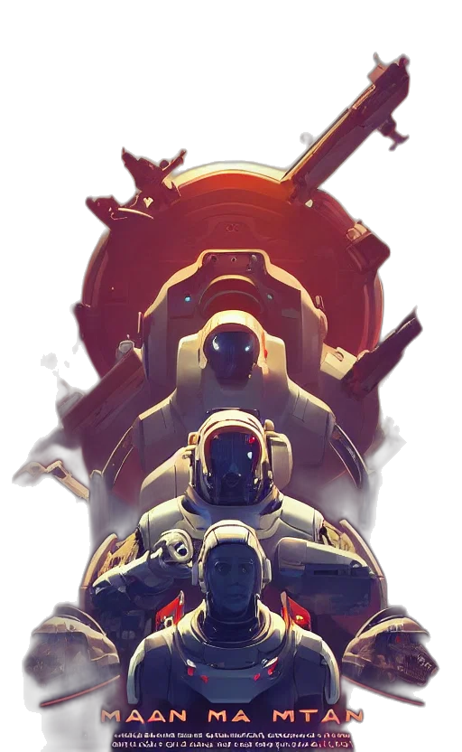 robot, weapon, sword, face, concept art, comic book art, pixel art, 3d render transparent PNG cut-out