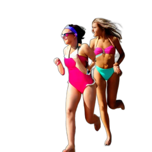 3d render, concept art, vaporwave, photorealistic, underwater, beach, neon, girls transparent PNG cut-out
