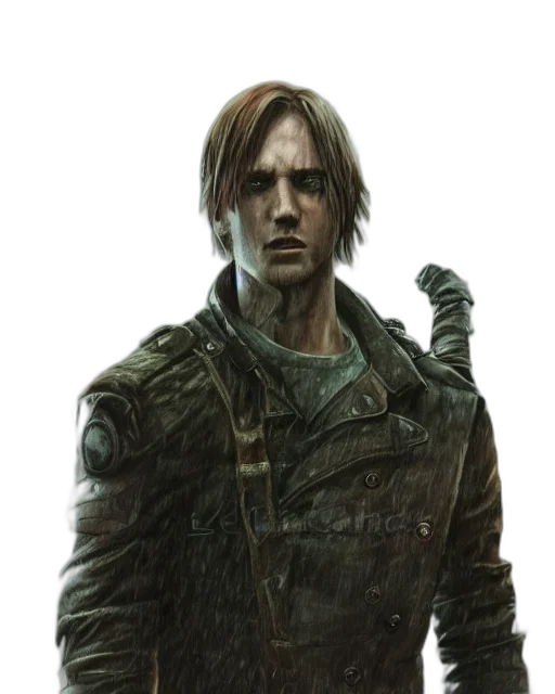 jacket, staff, face, concept art, fantasy art, photorealistic, comic book art, battle transparent PNG cut-out