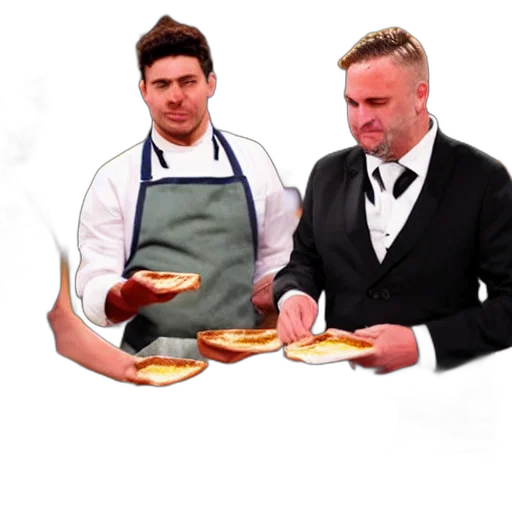 food, staff, concept art, masterchef, shot, contestant, presenting, buttered transparent PNG cut-out