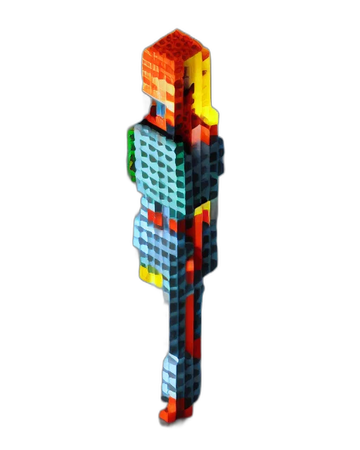 robot, umbrella, weapon, sword, pixel art, 3d render, concept art, cyberpunk transparent PNG cut-out