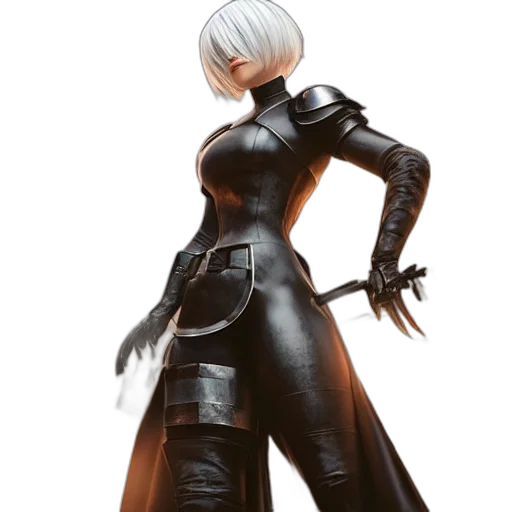 jacket, weapon, staff, concept art, 3d render, cyberpunk, fantasy art, nier transparent PNG cut-out